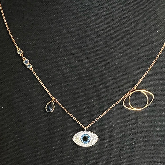 Swarovski Jewelry - Swarovski Crystal Duo Evil Eye Rose Gold Necklace